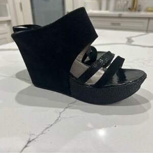 Black Wedge Sandals